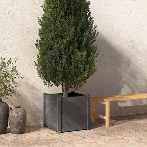 vidaXL Garden Planter Gray 19.7"x19.7"x19.7" Solid Wood Pine - 1 of 4