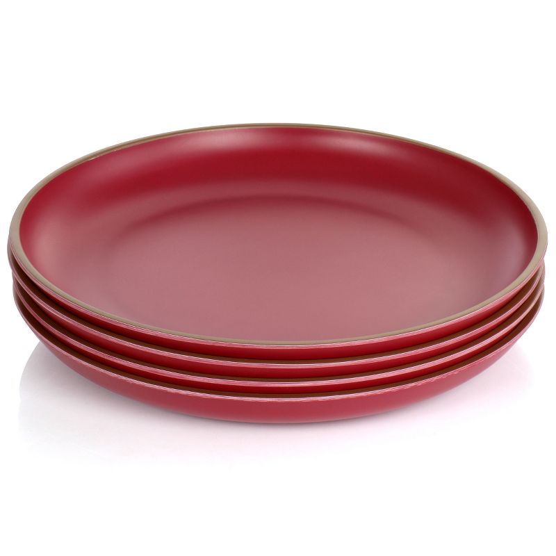 Gibson Home Rockabye 4 Piece Melamine Dinner Plate Set in Dark Pink, 2 of 8