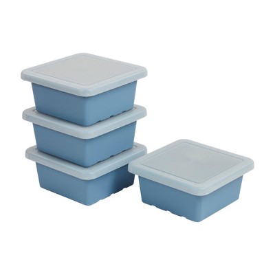 Ecr4kids Square Bin With Lid, Powder Blue, 4-pack : Target