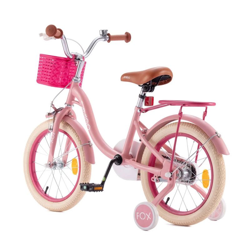 RoyalBaby Amigo Fox Kids Lightweight Bike with Training Wheels, Stable Pneumatic Tires, and Kickstand for Sports and Outdoor Recreation, Pink, 2 of 7