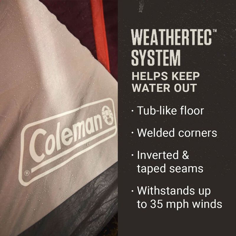 Coleman Skylodge Outdoor WeatherTec System Instant Set Up 10 Person Family Camping Tent with Stuff and Roll Carry Bag, Blackberry, 4 of 7
