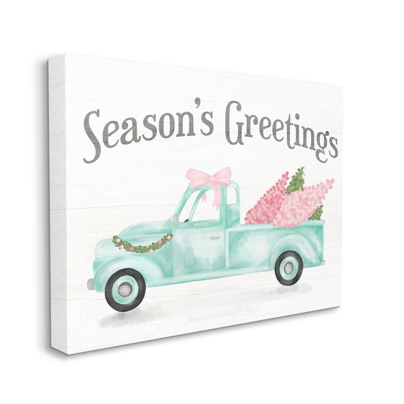 Stupell Industries Pink Turquoise Christmas Season's Greetings Truck, 1 of 6