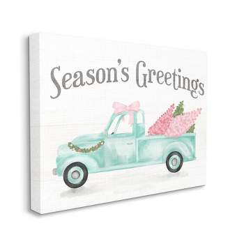 Stupell Industries Pink Turquoise Christmas Season's Greetings Truck