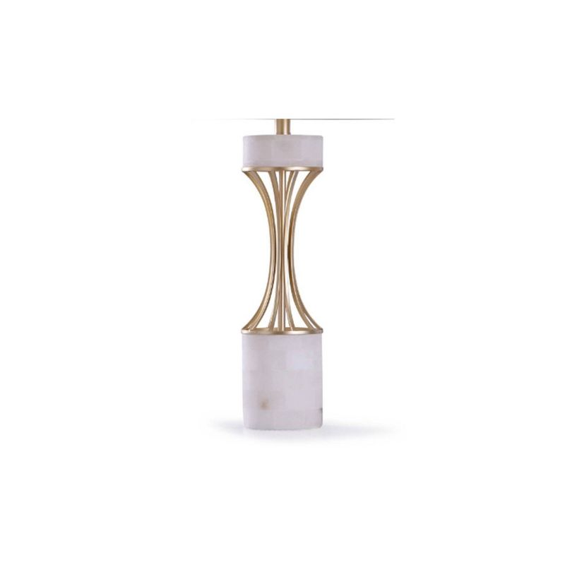 Abyaz Concave Metal Table Lamp with Marble Accent Drum Shade Gold - StyleCraft, 4 of 6