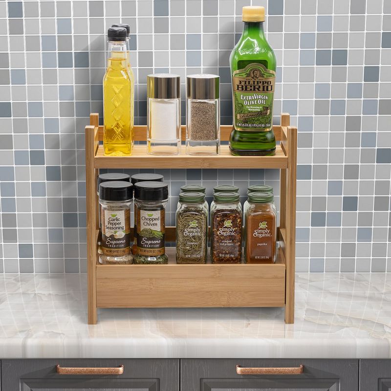 Sorbus 2-Tier Bamboo Kitchen Countertop Organizer - ideal for storage and display, stores your favorite spices, seasonings, and household items, 3 of 16