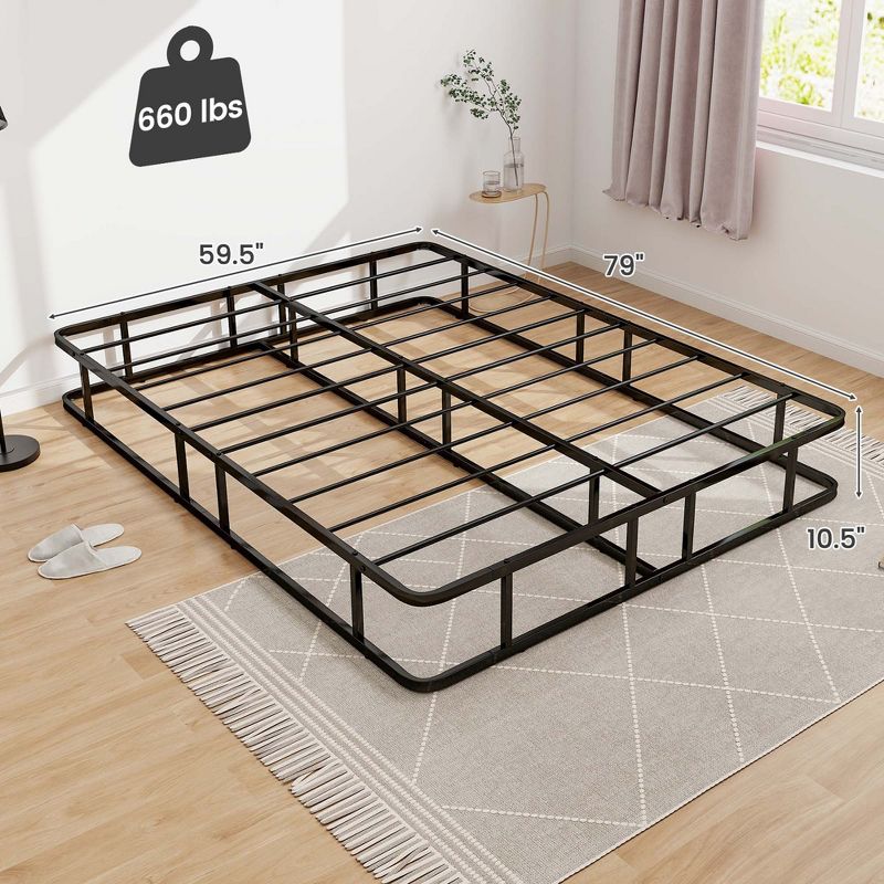 Costway Queen Size Metal Platform Bed Frame Mattress Foundation with Slat Support Black, 3 of 11