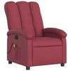 VidaXL Massage Recliner Chair - Wine Red Fabric Adjustable Armchair, 6-Point Vibrating Massage, Side Pocket - 4 of 4