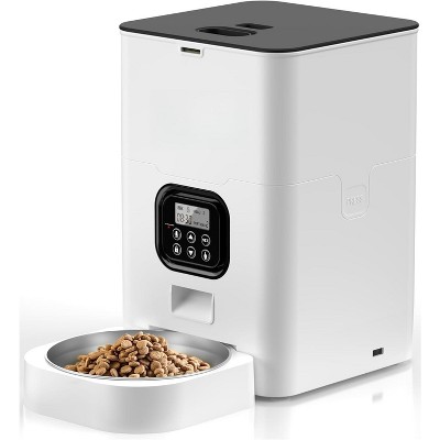 Automatic Cat Feeder with Voice Recorder, Timed Food Dispenser for 4 Meals Daily, Portion Control