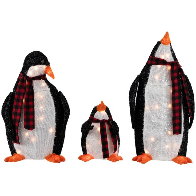Northlight Set of 3 Lighted Penguin Family Outdoor Christmas Yard Decoration, 1 of 8