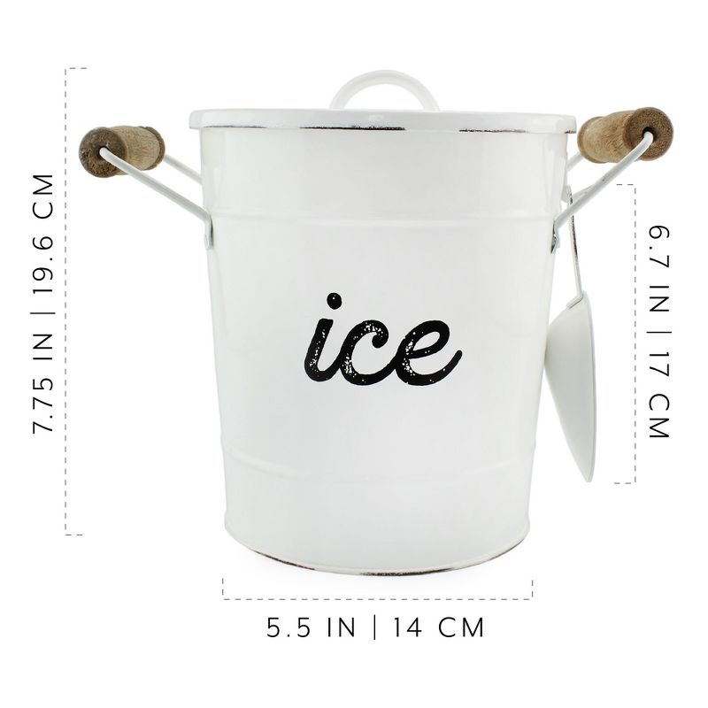 AuldHome Design Farmhouse Enamelware Ice Bucket; Retro Style Insulated Metal Ice Server, 3 of 9