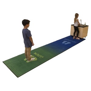 Carpets for Kids KIDsValue Stand, Wait & Sanitize Here Rug, 3' x 12' Runner, Blue - 1 of 4
