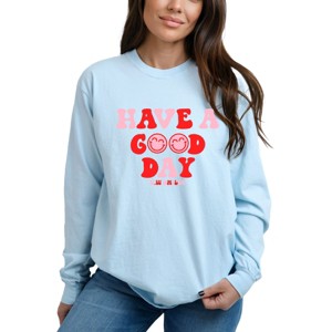Simply Sage Market S.W.Smiley Have a Good Day Smiley Face Garment Dyed Long Sleeve - 1 of 4