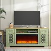 Festivo Farmhouse 70" TV Stand for TVs up to 80" with Fireplace Green - 3 of 4