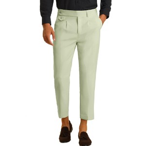 Lars Amadeus Men's Pleated Front Slim Fit Solid Business Cropped Pants - 1 of 4