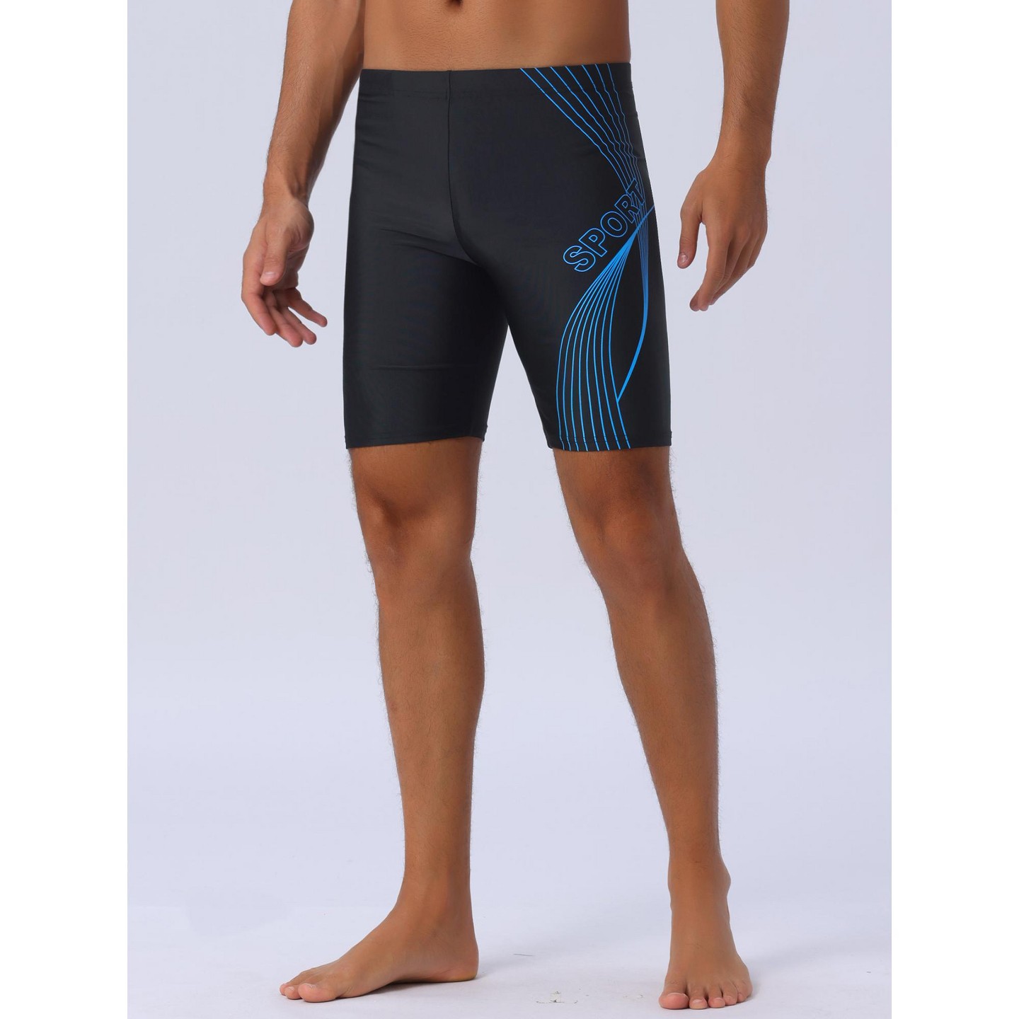 Мужские шорты INSPIRE CHIC Summer Solid Color Athletic Surfing Water Sports Swim Shorts Black Blue 30, цвет: Чёрный — фото 2