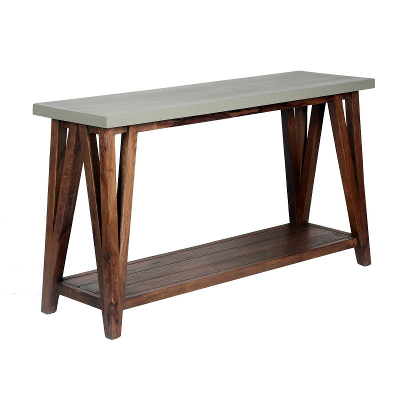 52&#34; Brookside Console Media Table Concrete Coated Top and Wood Light Gray/Brown - Alaterre Furniture, 1 of 8