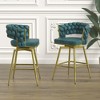26" Suede Woven Bar Stool Set of 2, 360¡ã Swivel Counter Stools with Back, Footrest and Golden Metal Legs - 3 of 4