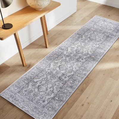 Kumasinova Stain-Resistant Area Rug, Non-Shedding Ivory/Grey Door Mat,Kid & Pet-Friendly, Oriental Area Rug for Living Room,Latex-Free Cotton Backing