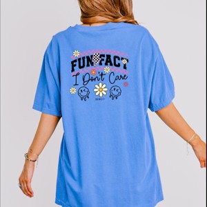Simply Sage Market S.W.Smiley Fun Fact I Don't Care Garment Dyed Tee - 2XL - Flo Blue - 1 of 4