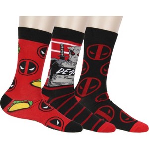 Marvel Deadpool The Degenerate Men's 3-Pack Mid-Calf Adult Crew Socks - 1 of 4