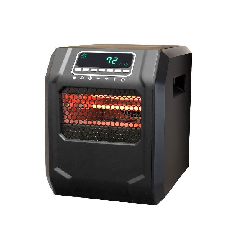 LifeSmart 1500 Watt Portable Electric Infrared Quartz Space Heater for Indoor Use with 4 Heating Elements and Remote Control, Black, 1 of 7