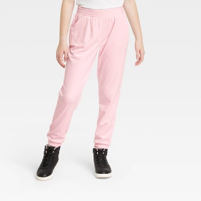 Girls' Cozy Velour Jogger Pants - art class™ Pink XS