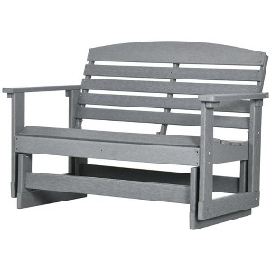 Aghana Digitals Light Gray HDPE 2-Person Patio Glider Bench with Slatted Seat, 0-45° Rocking, - 1 of 4