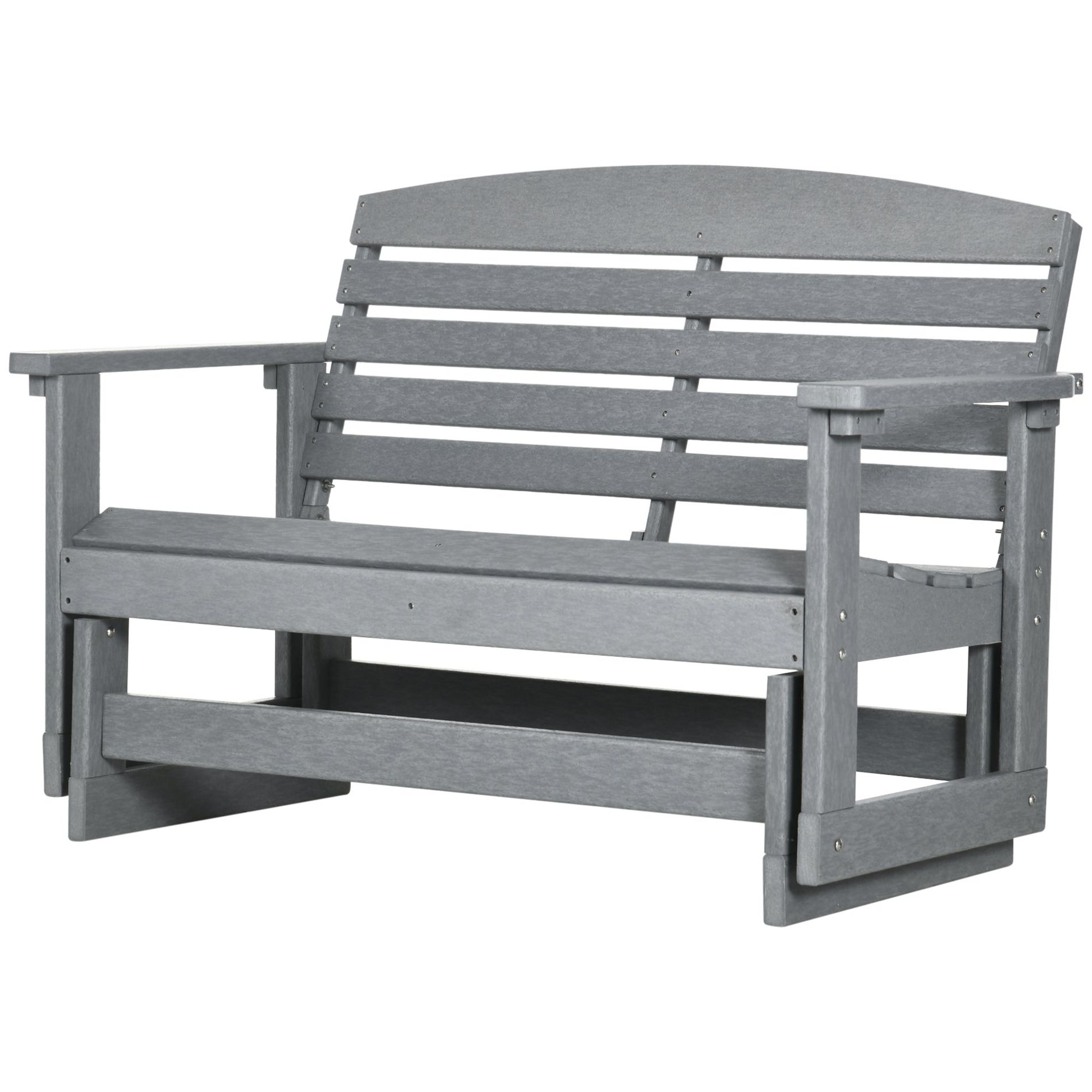 Aghana Digitals Light Gray HDPE 2-Person Patio Glider Bench with Slatted Seat, 0-45° Rocking, Light Gray 49.50×28.80×34.30 in