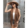 Acekool Women's 70s Fringe Vest - Retro Faux Suede Sleeveless Jacket with Bohemian Tassels, Western & Hippie Style - 4 of 4