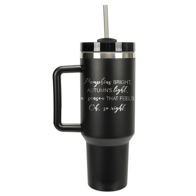 Elanze Designs Pumpkins Bright Autumn's Light Harvest 40 oz. Stainless Steel, Large Water Bottle Coffee Mug, Spill & Leak Resistant, Thermal Travel