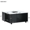 UV High-gloss Marble Coffee Table, Square Cocktail Table with Casters, White+Black-ModernLuxe - 3 of 4