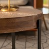 Lovmor 33.86"Modern Retro Splicing Round Coffee Table,Fir Wood Table Top with Gold Cross Legs Base - 4 of 4