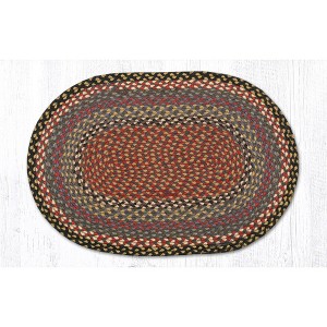 Earth Rugs Blue/Gray/Burgundy Hand-Braided Oval Rug – Cozy Living Space Accent - 1 of 1