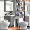 Over - Toilet Storage Shelves 4 - Tier Bathroom Organizer with Adjustable Feet Pad and Basket Vintage Brown Space Saver - 4 of 4