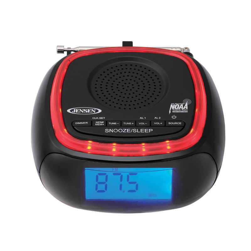 JENSEN Digital AM/FM Weather Band Alarm Clock Radio with NOAA Weather Alert and Top Mounted Red LED, 3 of 6