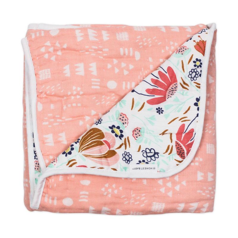 Honest Baby Organic Cotton Quilted Receiving Blanket - Flower Power, 1 of 4