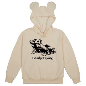 Bearly Trying Adult Tofu Long Sleeve Cosplay Hoodie With 3D Ears - 1 of 2