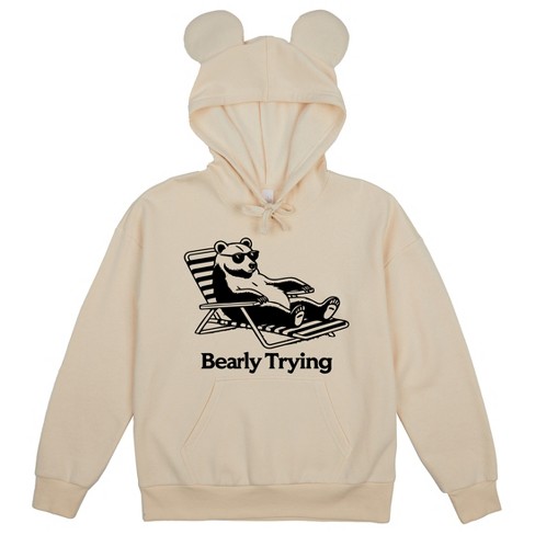 Bearly Trying Adult Tofu Long Sleeve Cosplay Hoodie With 3D Ears - image 1 of 2