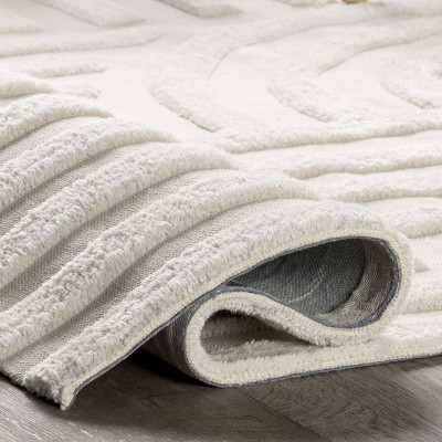 Handmade Ivory Wool Blend Tufted Rectangular Rug 8' x 10'