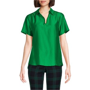Tommy Hilfiger Womens Satin V Neck Henley Sleeveless Blouse Top - 1 of 1