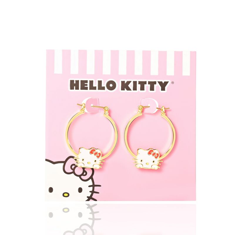 Hello Kitty Hoop Gold Plated and Enamel Earrings, 4 of 6