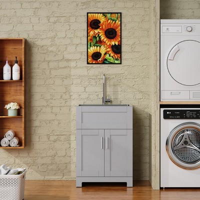 Akoasm 24 Inch Stainless Steel Bathroom Storage Cabinet-Gray