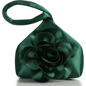 Clutch Purses for Women - Evening Bags Flower Satin Handbag Classy Wristlet Purse for Party Daily Wedding - 1 of 4