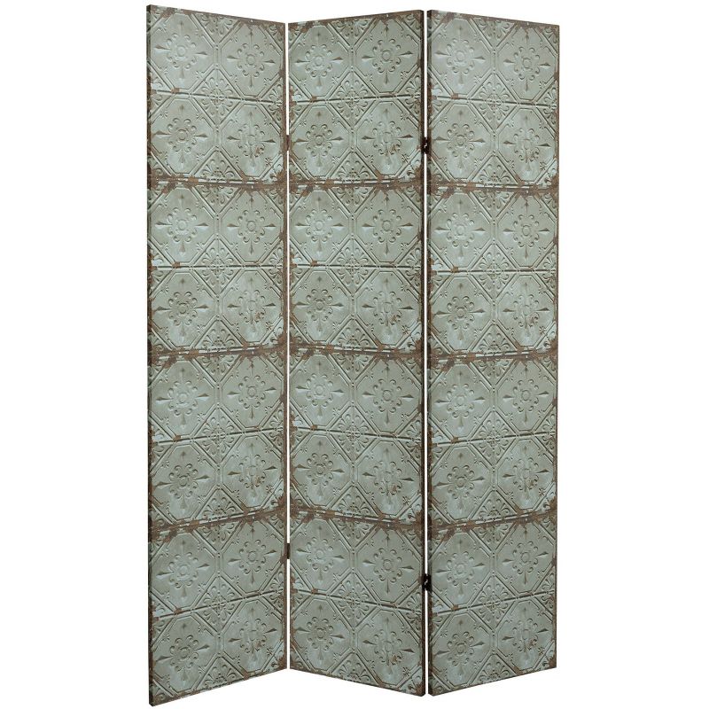 6&#34; Double Sided Antiqued Paneling Canvas Room Divider Gray - Oriental Furniture, 4 of 10