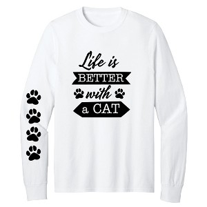 Collections Etc Life is Better With a Cat Long Sleeve Graphic T-Shirt - 1 of 4