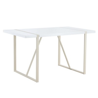 NicBex 55 Inch Rectangle Dining Table,Modern Kitchen Table with MDF Tabletop and Metal Legs for 4 to 6