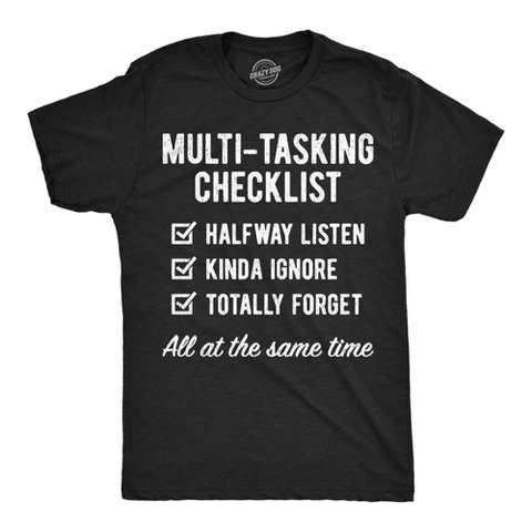 Мужские футболки Crazy Dog T-Shirts, Inc. Mens Funny T Shirts Multi Tasking Checklist Sarcastic Joke Themed Tee For Men - Crazy Dog Men's T Shirt for Sarcastic Gift Black XXL