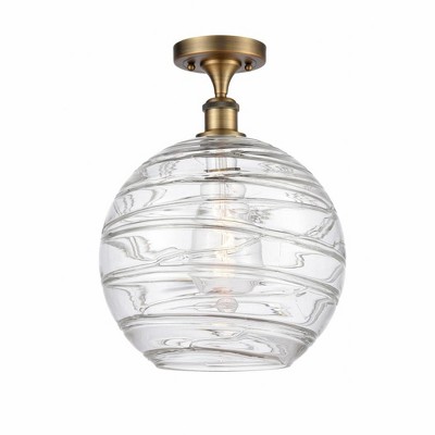 Athens Deco Swirl - 1 Light Semi-Flush Mount In Industrial Style-17 Inches Tall and 12 Inches Wide