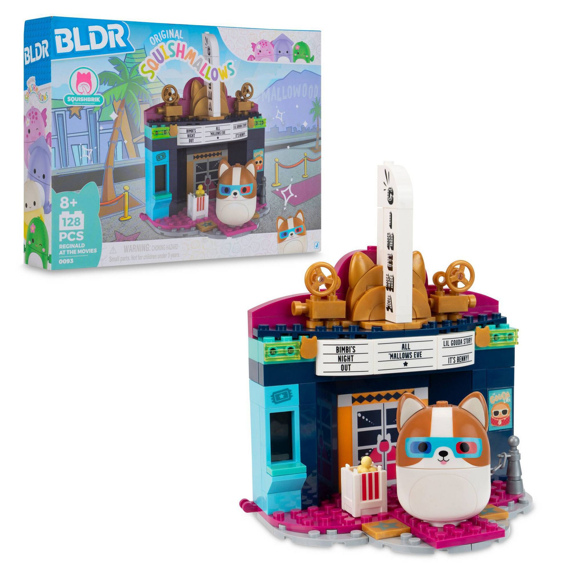 Squishmallows 2" Character & Set Assortment Small Building Set -Reginald At The Movies