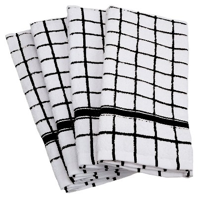 4pk Windowpane Terry Kitchen Towels - Design Imports